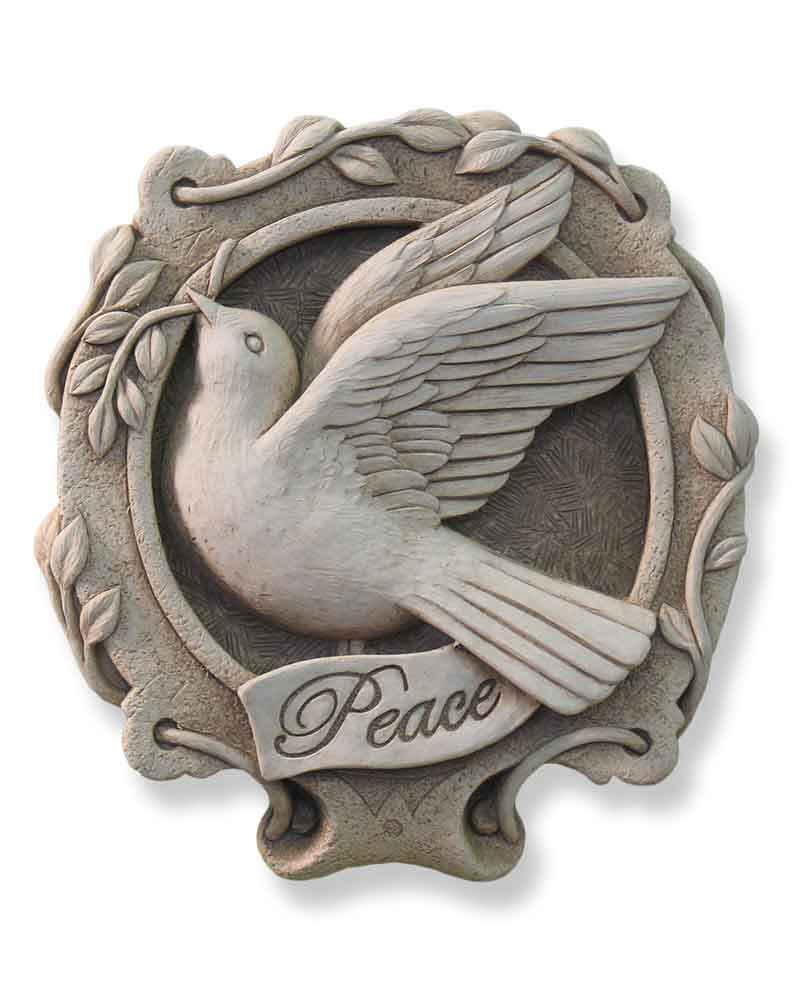 Cast Stone Plaque Featuring Birds Dove of Peace